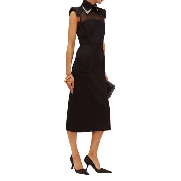 FENDI COLLAR MESH TRIM DRESS SIZE 44 IT M US WITH TAGS - Picture 8 of 15